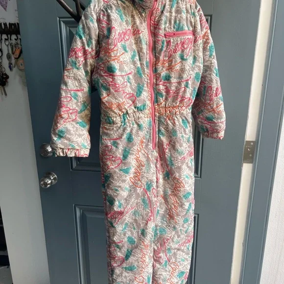 Vintage Hot Gear Kids 90s Snowsuit Vibrant Colorblock Pink Ski Winter One-Piece - Picture 3 of 10